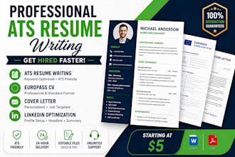 create a professional ats resume, europass CV and cover letter