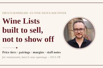 create or redesign your restaurant wine list as a sommelier