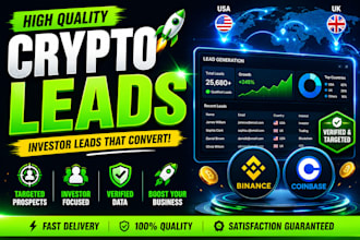 fresh crypto leads, investor leads, binance leads, coinbase leads uk usa leads