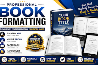 do professional book formatting for amazon KDP, ebook and paperback