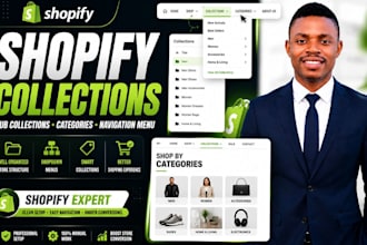 create shopify collections sub collections categories and navigation menu