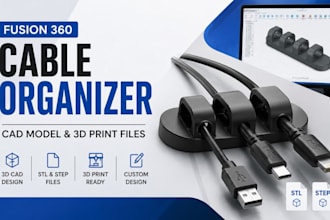 design fusion 360 cable organizer stl step prototype model cad print files