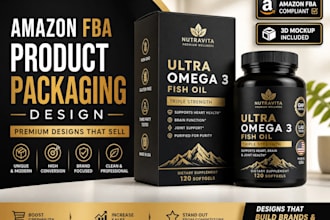 create amazon fba product packaging design bottle box label realistic 3d mockups