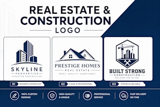 create professional real estate construction roofing contractor business logo