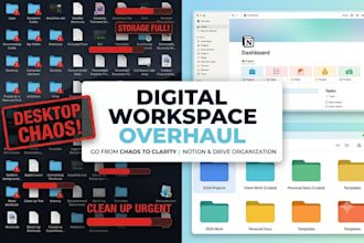 organize your google drive, notion workspace, digital files, workspace cleanup
