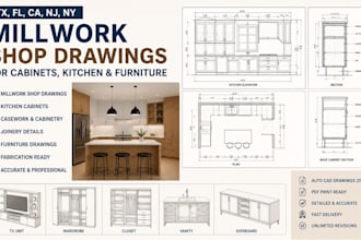 do tx, fl, ca, nj, ny, millwork shop drawings for cabinets, kitchen furniture