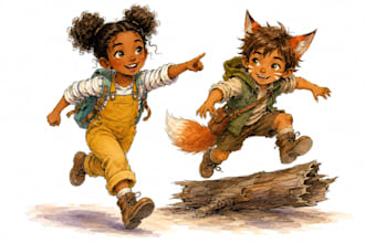 design childrens book character turnaround pose and expression sheet