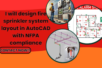 design fire sprinkler system layout in autocad with nfpa compliance