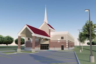 create an expert 2d church floor plan, church architect in 3d visualization