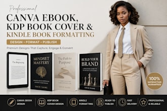 design canva ebook, KDP book cover and kindle book formatting