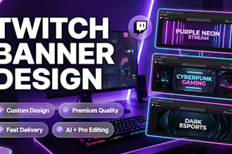 design professional ai twitch banner and stream graphics