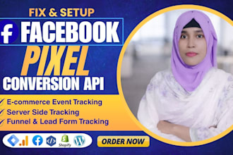 setup facebook pixel conversion API, fix meta pixel,  tiktok pixel by GTM