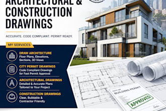 draw architecture, city permit drawings, architectural and construction drawings