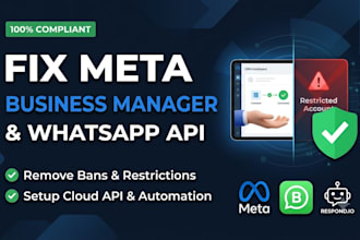 fix meta business manager issues and setup whatsapp business API for bulk