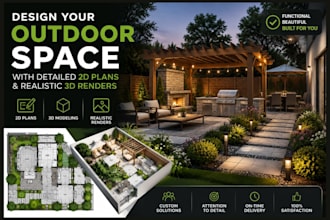 design your outdoor space with detailed 2d plans and realistic 3d renders