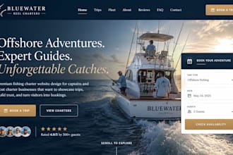 design squarespace fishing charter website with trip booking