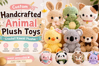 do custom handcrafted animal personalize animal plush toy crochet kawaii plushie