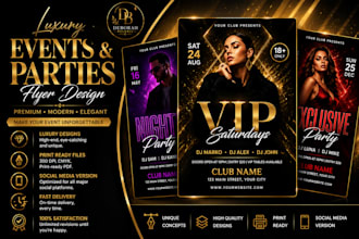 design a luxury event, VIP party, nightclub, and celebration flyer