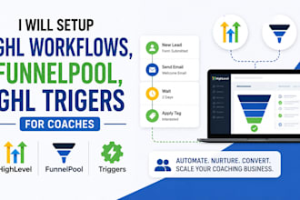 setup ghl workflows, funnelpool, ghl triggers for coaches