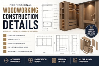 create woodworking construction details with fabrication drawings