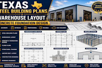 provide texas steel building plans warehouse layout concrete foundation design