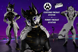 create custom 3d vrchat furry avatar protogen avatar with quest pc sdk3 rigging