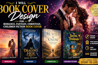 book cover design for romance, fantansy, christian,  children fiction book cover