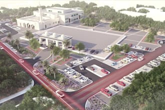 resort islamic community center, 3d bim model in revit,civic building plan,3d VR