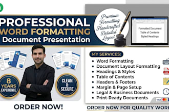 professionally do word formatting and document formatting