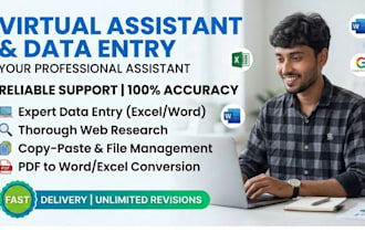 be your professional virtual assistant for data entry and web research