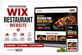 design a modern wix restaurant website with online ordering