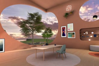 design 3d virtual metaverse on spatial io, vrchat world environment space