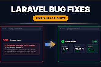 fix laravel bugs, errors and issues in 24 hours