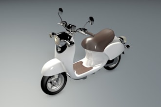 do realistic 3d motorcycle, scooter, bike modeling, rendering, animation blender