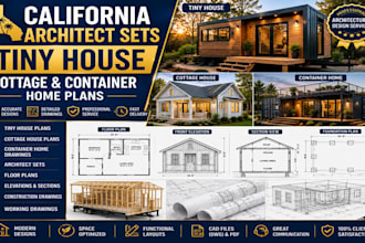 deliver california architect sets container home tiny house and cottage drawings