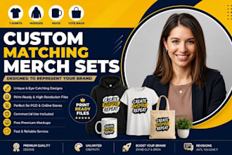 design custom matching t shirts hoodies mugs tote bags design for  merch sets