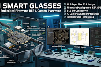 design ai smart glasses pcb, embedded firmware, ble and camera hardware