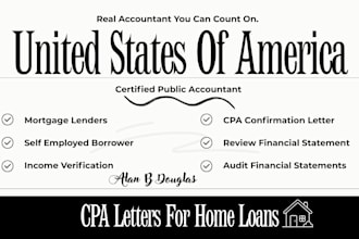 write verified CPA letter, comfort letter, expense ratio letter, mortgage letter