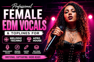write sing topline vocals for future bass, afro house dubstep, and dnb tracks