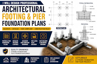 design architectural footing and pier foundation plans with detailed drawings