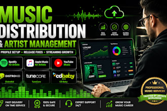 distribute music, manage artist profiles and fix music releases music promotion