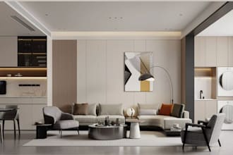 design modern 3d basement, floor plan and high quality render