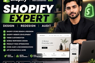 redesign and design shopify store, shopify website developement and store audit
