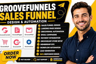 build groovefunnels sales funnel, groovepages landing page groovemail groovekart