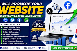 do website promotion organic traffic link twitter shoutout facebook ads social