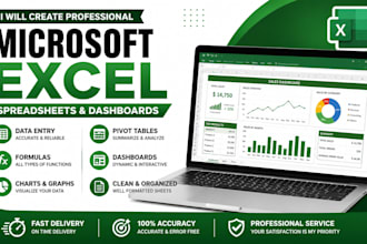 create excel spreadsheets, formulas, tables and dashboards