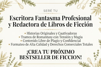 escritora fantasma profesional de romantasy y redactora de libros de ficción