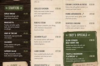 create stunning restaurant menus