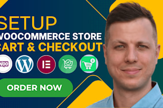 setup and redesign woocommerce store, cart, checkout, account pages