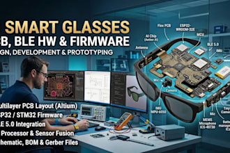 build ai smart glasses pcb, embedded firmware, ble and camera hardware